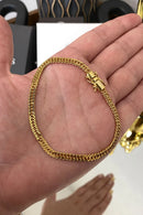 Pulseira Lacraia 4,5mm Com Fecho Duplo 6,0g Banhada A Ouro 18k