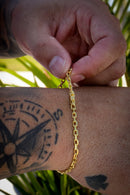 Pulseira Cadeado 3,5mm Fecho Bomba 5,0g Banhada A Ouro 18k