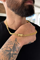 Corrente Masculina Elo Lacraia 7mm Banhada A Ouro 18k