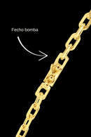 Corrente Masculina Elo Cadeado 3,5mm Banhada a Ouro 18k